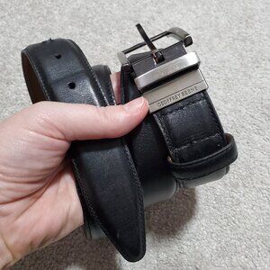 ALLEN EDMONDS & GEOFFREY BEENE Calfskin Leather Belt Black Brown Silver Men's 38